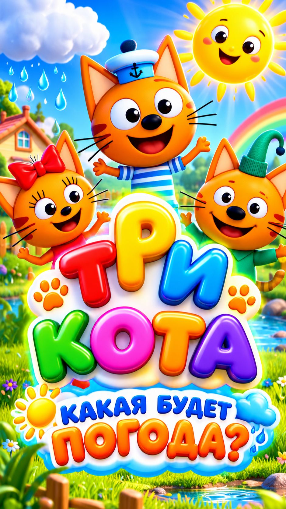 ТРИ КОТА 🐱 УЗНАЮТ ПРОГНОЗ ПОГОДЫ! ☀️🌧️ #Shorts