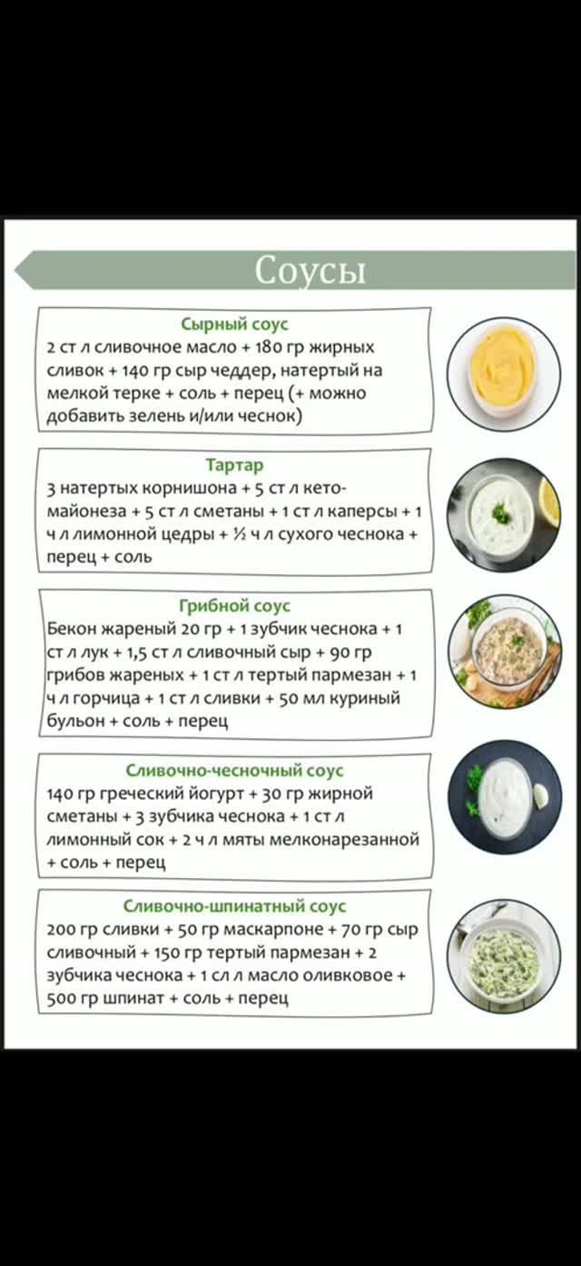 Идеи соусов