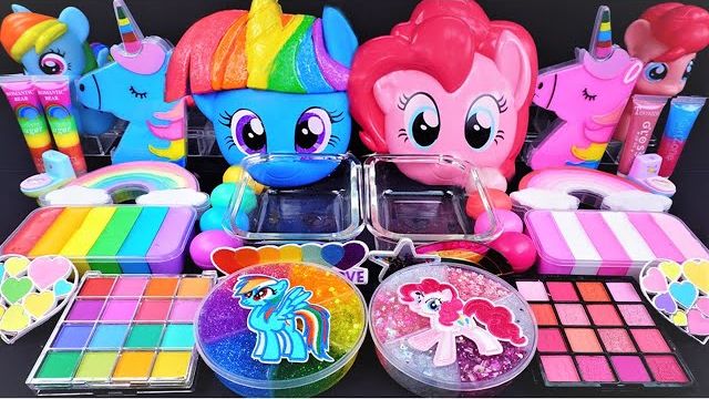 Little Pony Slime Mixing Random Cute, Shiny Things Into Slime #ASMR #slimevideos #Rainbow #슬라임