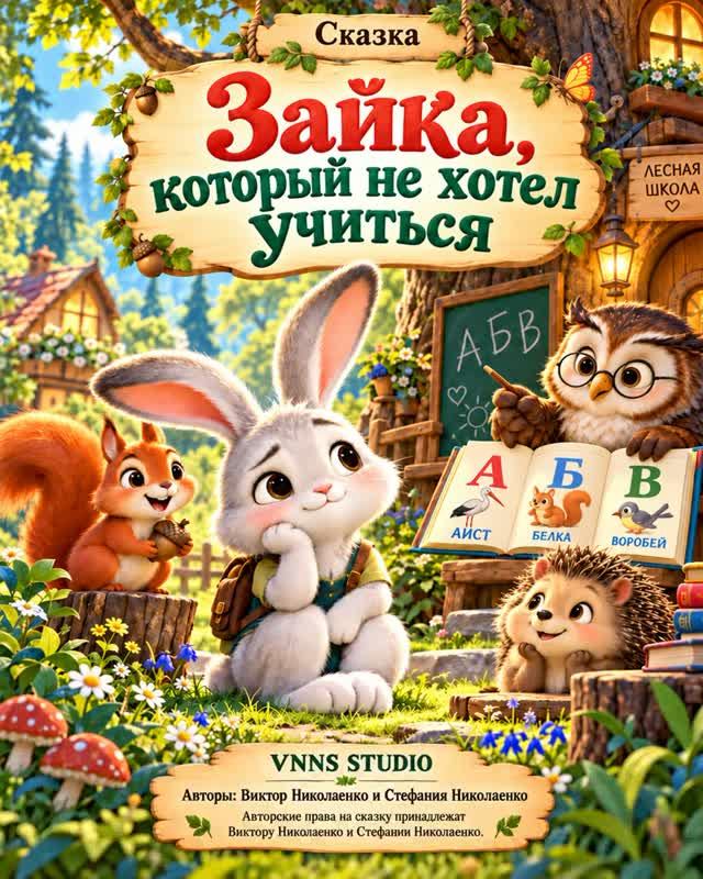 Аудиосказка Зайка, который не хотел учиться (2026) Автор Виктор и Стефания Николаенко (VNNS STUDIO)