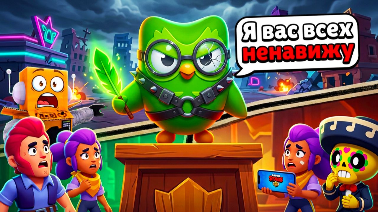 ДУОЛИНГО НАС НЕНАВИДИТ! ОГОНЬ ПО СВОИМ в BRAWL STARS