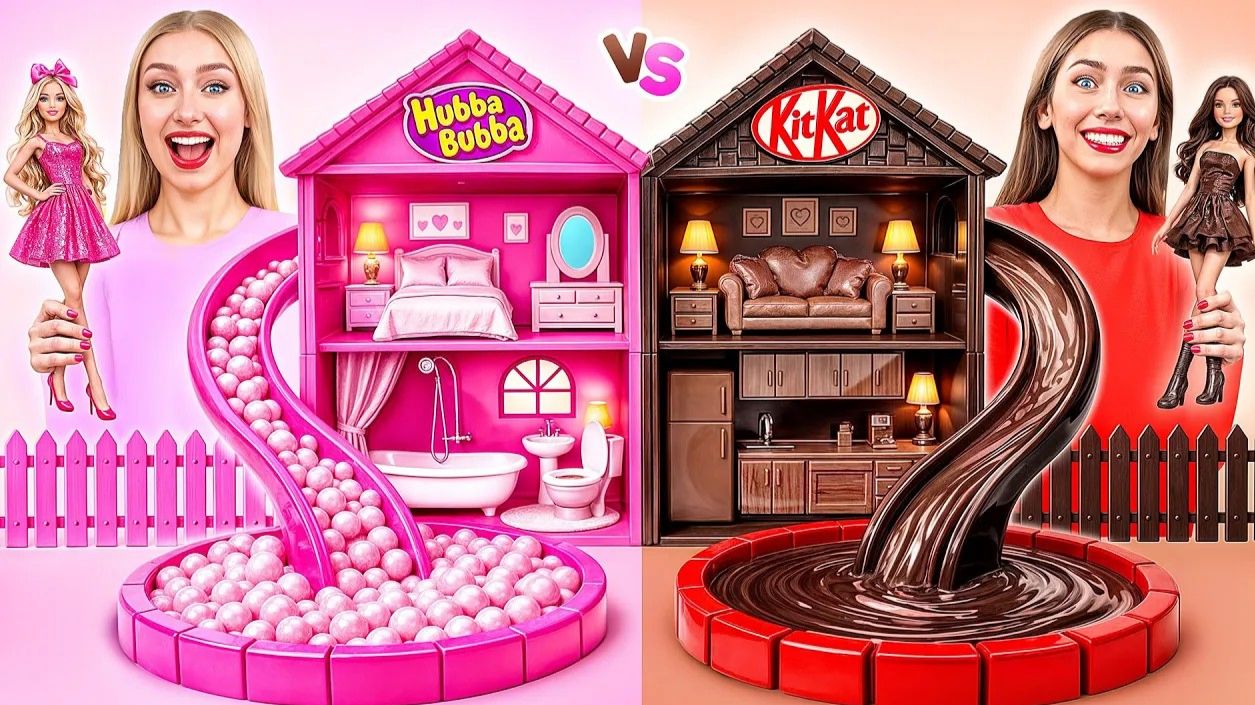 Строим Удивительный Кукольный Домик Жевательная Резинка Vs Шоколадный _ Смешные Челленджи