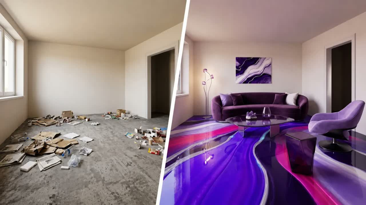 Satisfying Epoxy Floor Transformation For A Luxury Look | Epoxy AI ASMR Timelapse