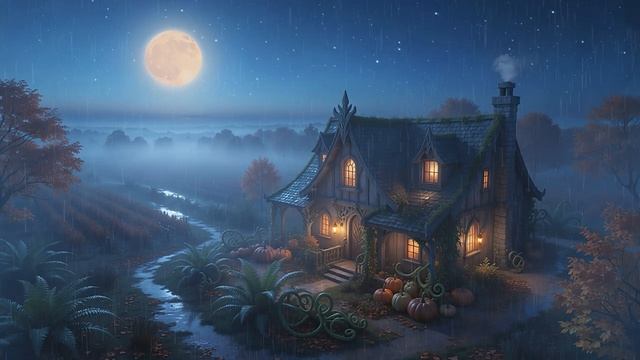 HARVEST MOON  Fantasy Ambient Music Soundscape With Rain - Mysterious Ethereal