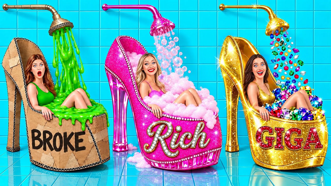 Rich Vs Broke Vs Giga Rich Girl In School By Bubba DO Challenge