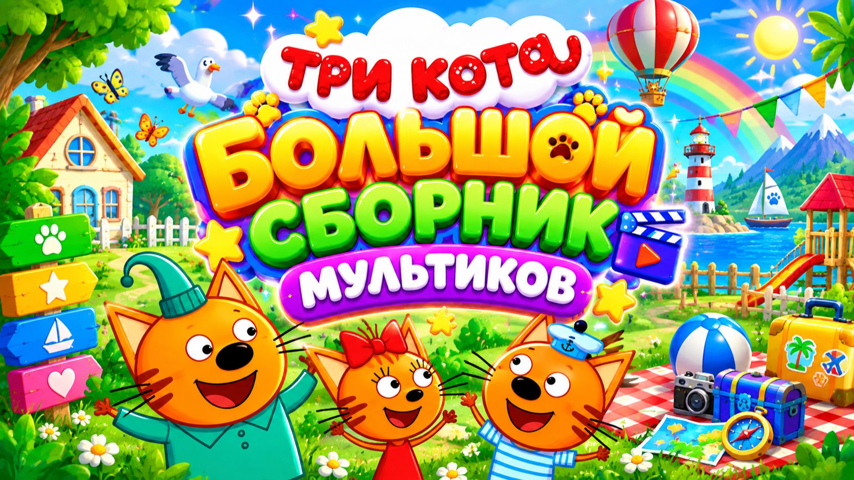 ТРИ КОТА 🐱 БОЛЬШОЙ СБОРНИК МУЛЬТИКОВ 🌈 ИГРЫ | LIVE