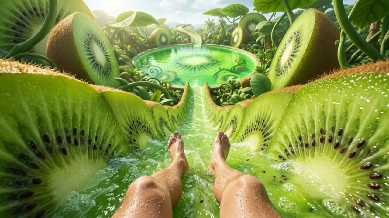 🥝 Satisfying Food AI ASMR Magical Waterslide – Surreal Slides Of Many Materials