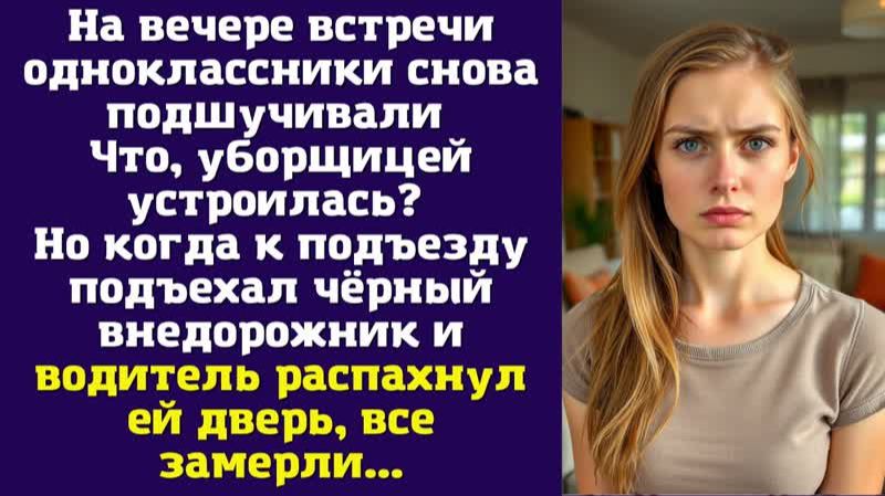 На вечере встречи одноклассники снова подшучивали. Что, уборщицей устроилась Но когда к подъезду