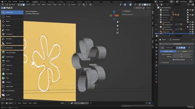 Introduction To 3D Characters Modeling In Blender 158. Sea Flower. Thickness
