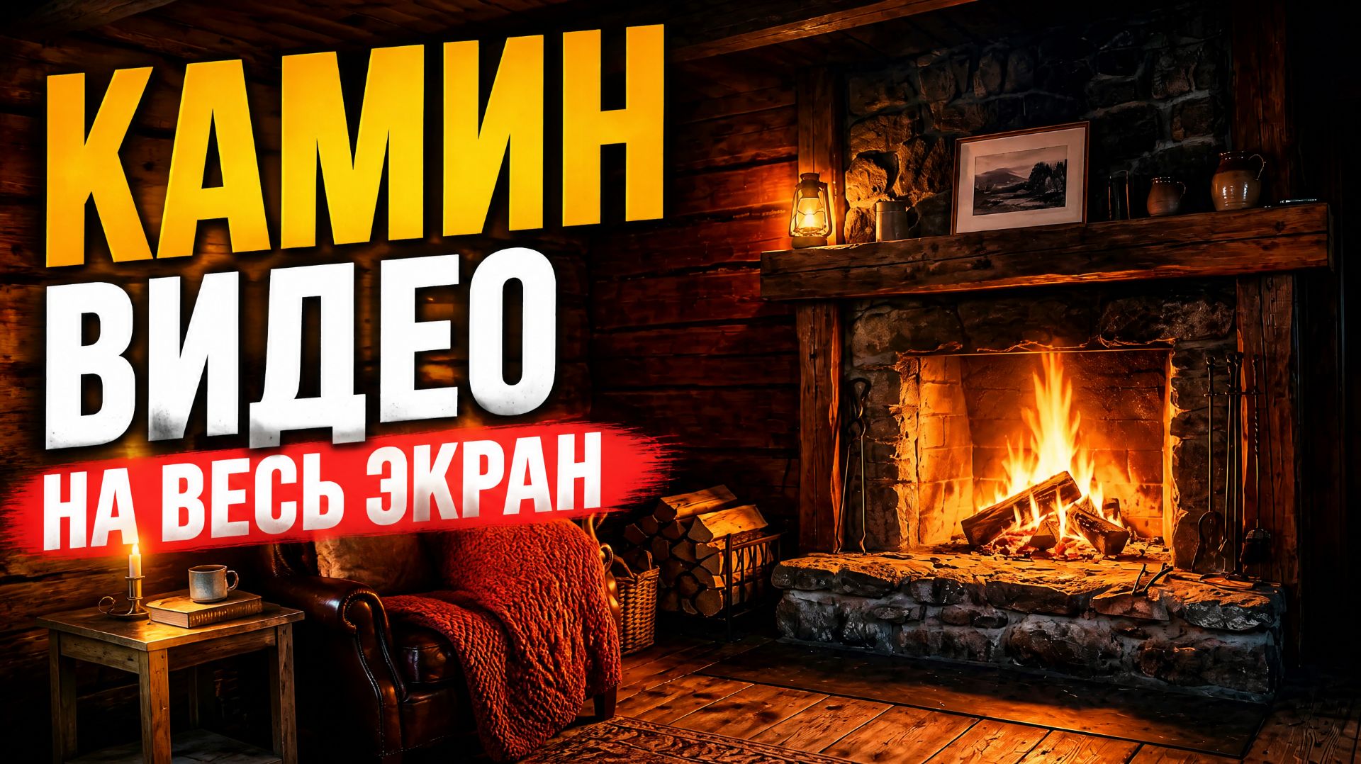 Камин видео на весь экран: звуки потрескивающих дров для сна и отдыха