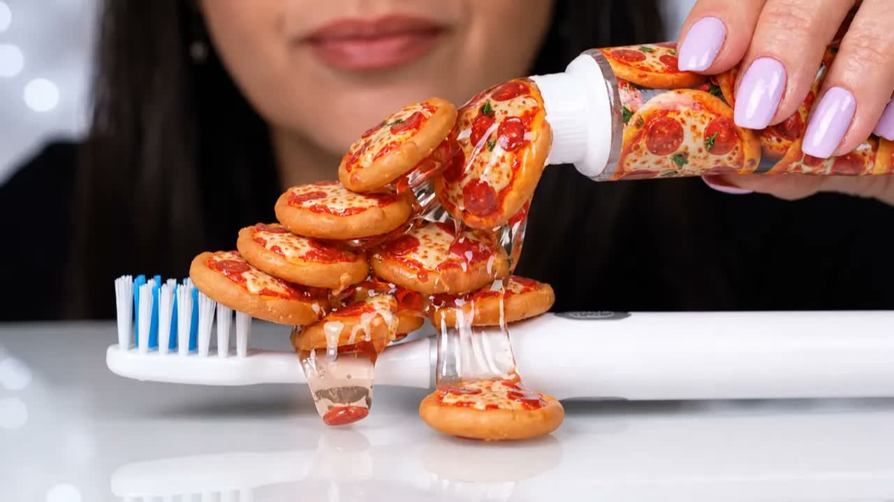 🍕 Which Food Toothpaste Would You Choose? AI ASMR Oddly Satisfying Squeezing