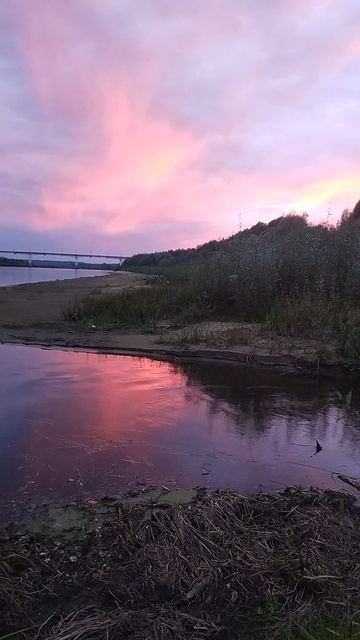 ⚓🌊р Ока и приток.Малиновый закат.