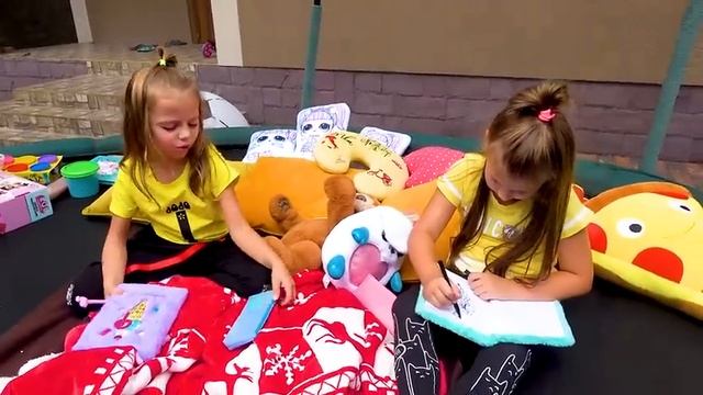 24 часа на БАТУТЕ Настя придумала Челлендж играем с питомцами 24 Hour Challenge