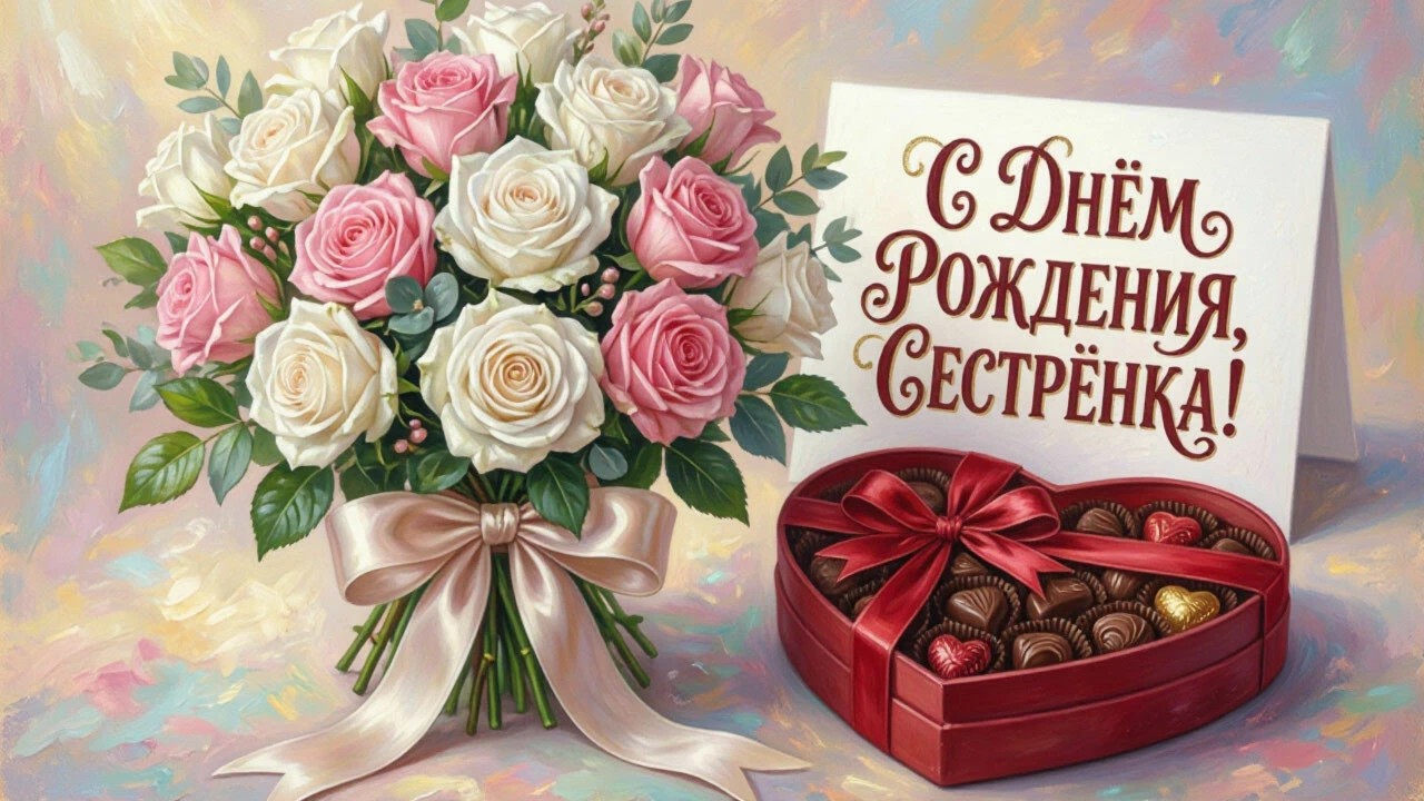 С днём рождения, сестрёнка! Красивая песня и музыкальная открытка с днём рождения для сестры