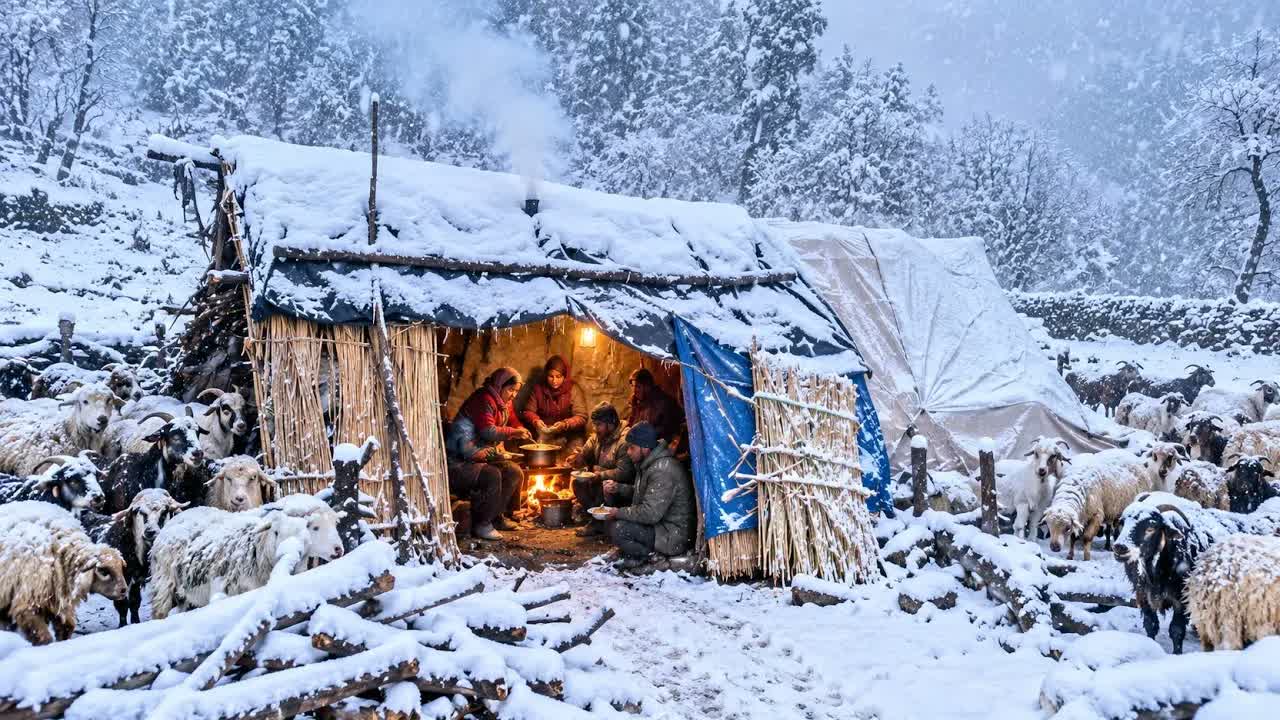 Лучшая жизнь гималайского пастуха в снегопад | Самый расслабляющий | Документальное видео о деревне