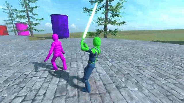 Человек-паук со световым мечом против NPC — эпичная битва с физикой Ragdoll
