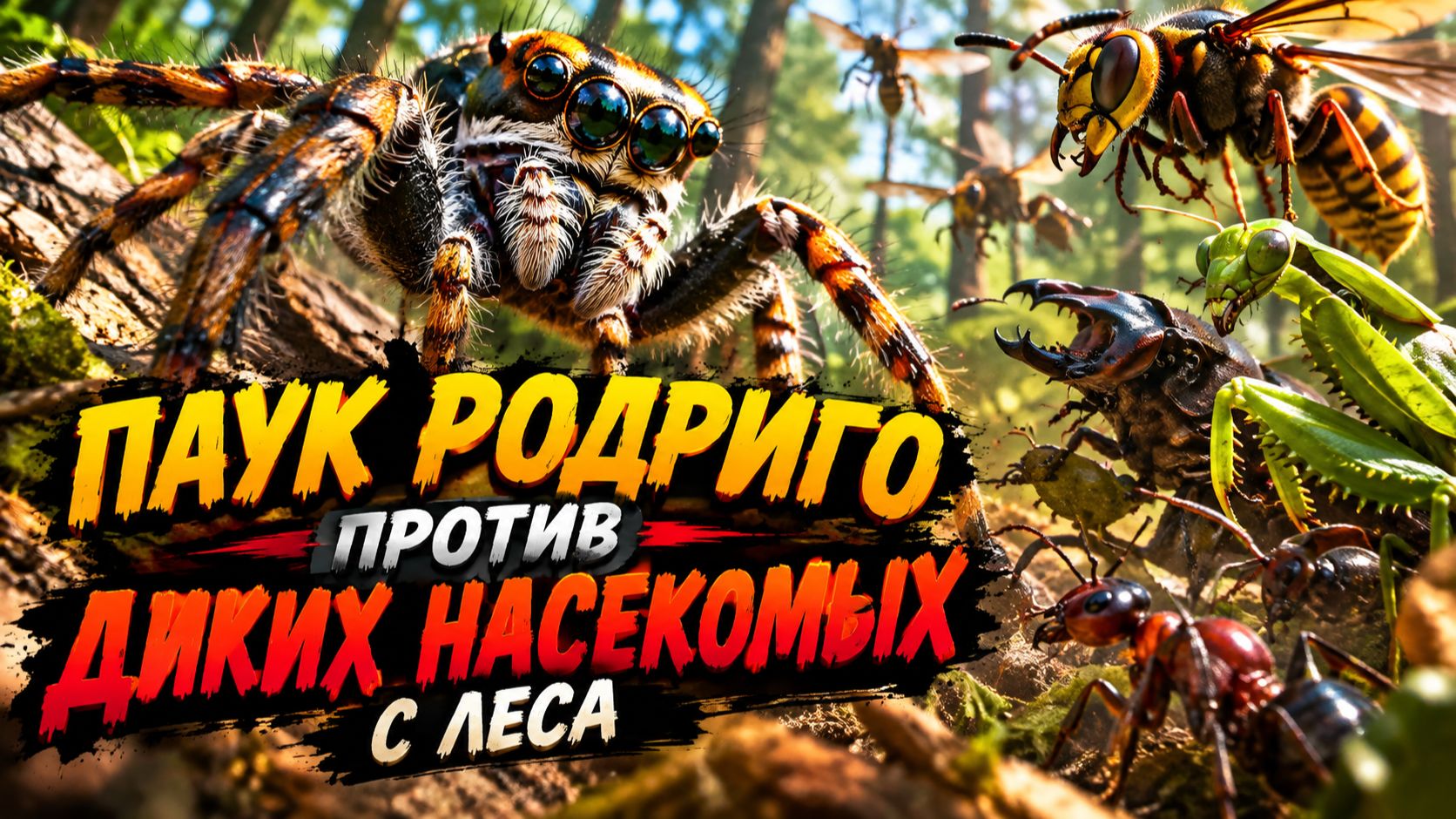 ПАУК РОДРИГО ПРОТИВ ДИКИХ НАСЕКОМЫХ С ЛЕСА