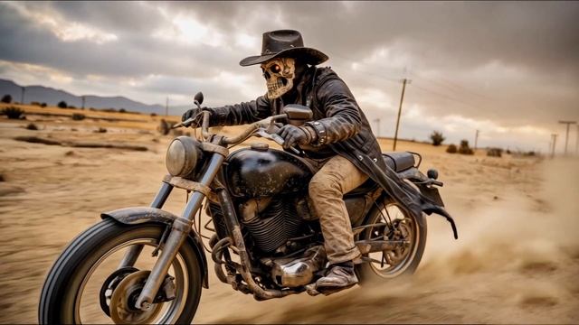 Skeleton Biker Rides The Desert Inferno | Dark Western Rock Music Video