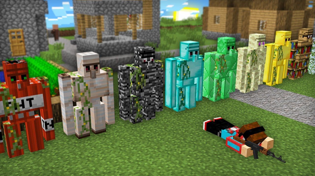 100 НОВЫХ ГОЛЕМОВ ЗАЩИЩАЮТ МОЮ ДЕРЕВНЮ В МАЙНКРАФТ ｜ Компот Minecraft