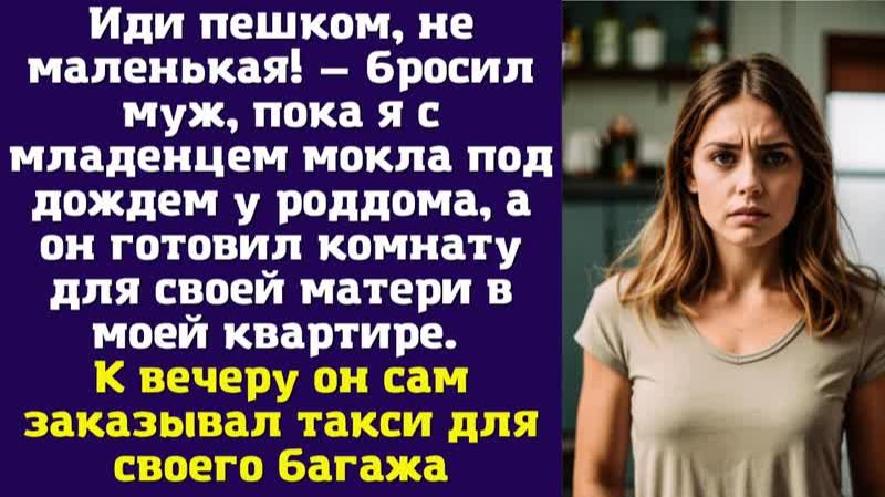 Иди пешком, не маленькая! — бросил муж, пока я с младенцем мокла под дождем у роддома, а он
