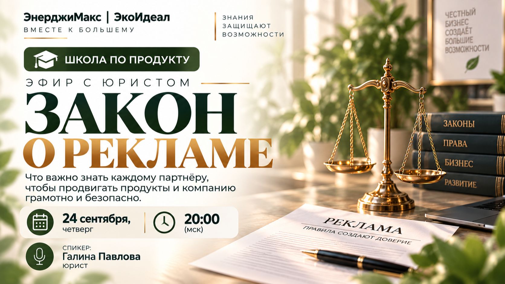 Запись Школы по продукту от 24 сен (Закон о рекламе)