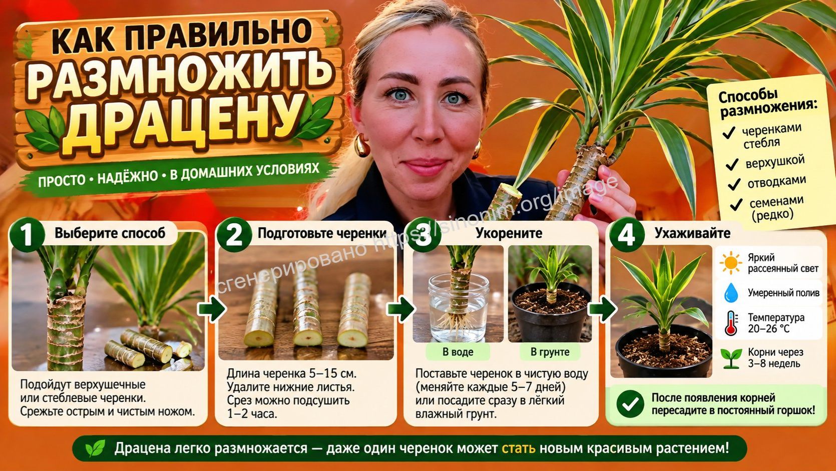 🌿Режем ДРАЦЕНУ и не плачем: как из одной палки вырастить три растения. Устроила драцене размножение