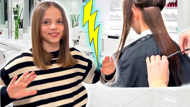 Настя обрезала длинные волосы ПРАНК для Саши ВЛОГ My Little Nastya