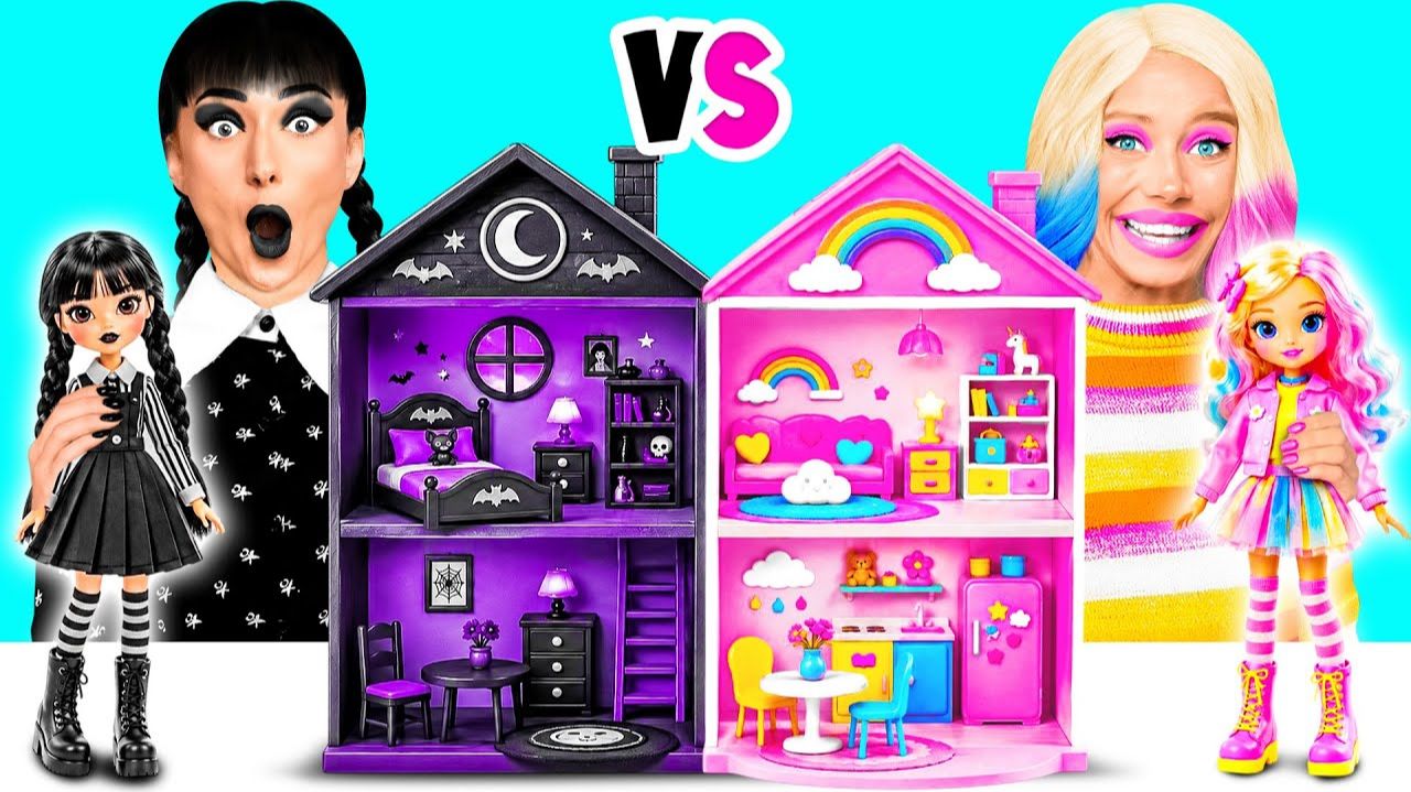 Строим Удивительный Кукольный Домик Уэнсдей Vs Энид Синклер Челлендж # Идеи Для Крошечных Постр