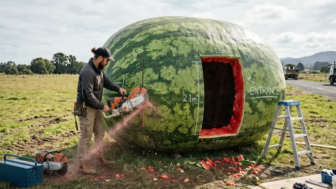I Built A Luxury House Inside A Giant Watermelon! 🍉