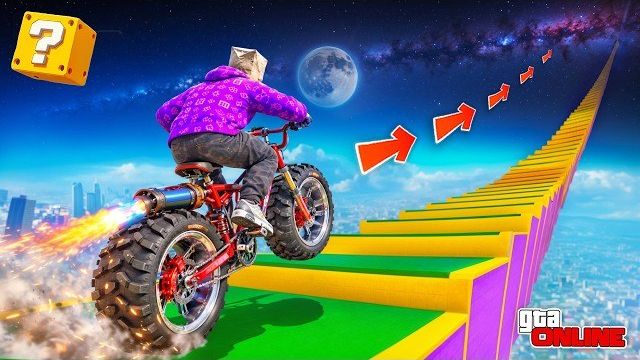 СМОЖЕТ ЛИ ЧИТЕРСКИЙ ТУРБО-BMX ЗАБРАТЬСЯ В КОСМОС ПО ОГРОМНОЙ ЛЕСТНИЦЕ? ЭКСПЕРИМЕНТЫ ГТА 5?