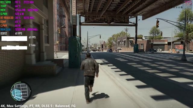 Трассировка пути в GTA 4 с использованием DLSS и RTX Remix на RTX 5090 | 4K