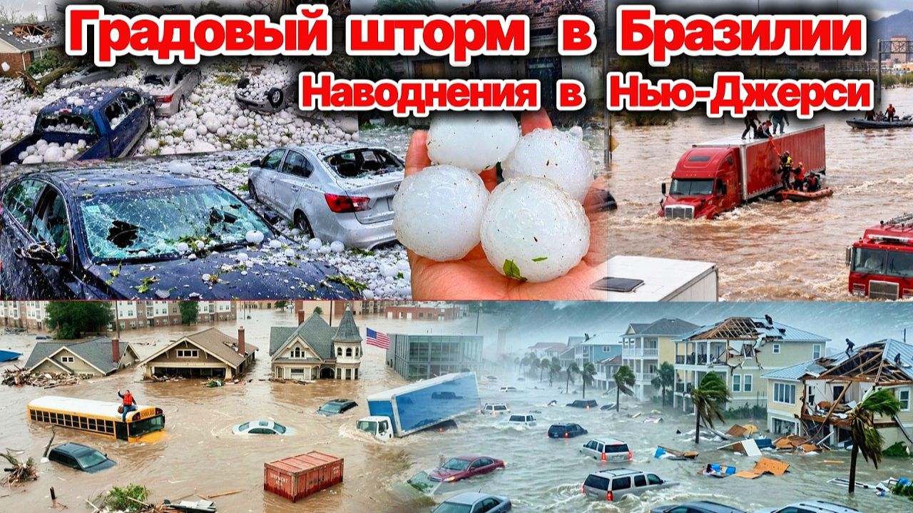 АНОМАЛЬНО КРУПНЫЙ ГРАД в Бразилии❗ Наводнения в Нью Джерси❗ Норм-ист затопил дороги и дома❗ ЧП