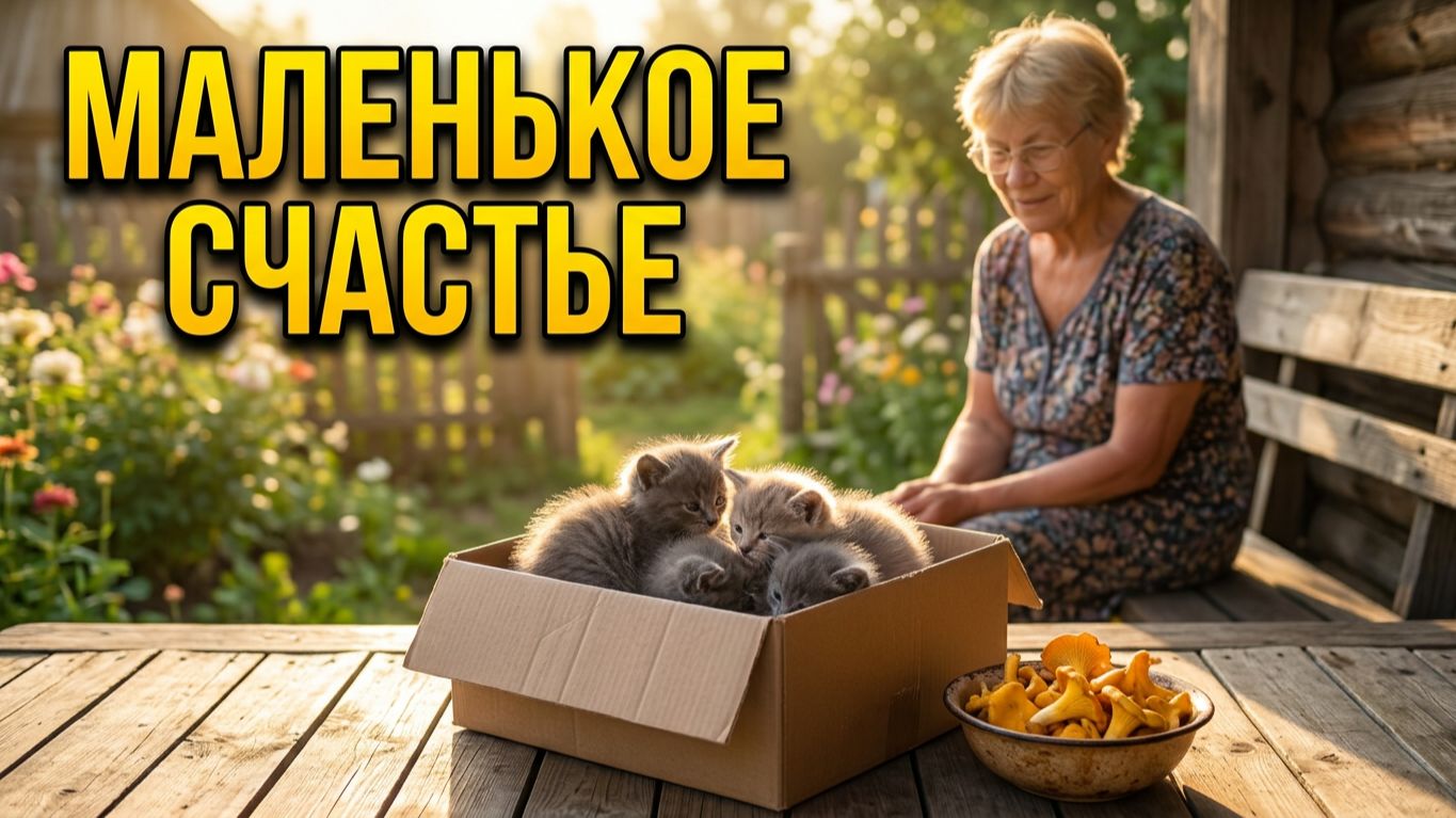 Спокойная деревенская жизнь, внуки, котята