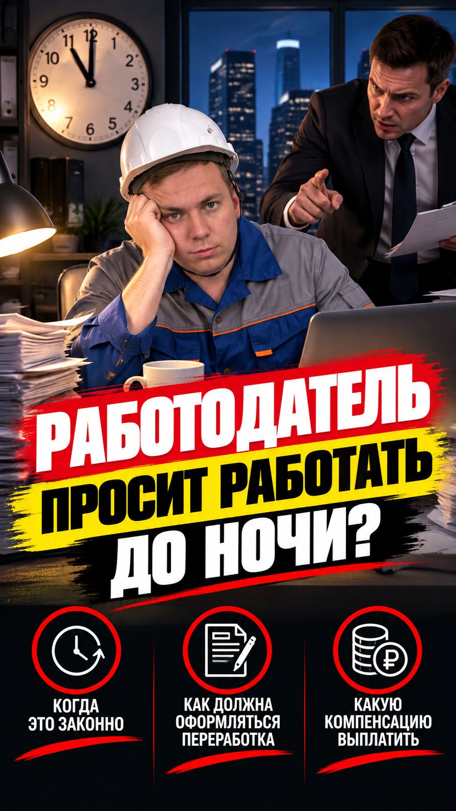Работодатель просит работать до ночи