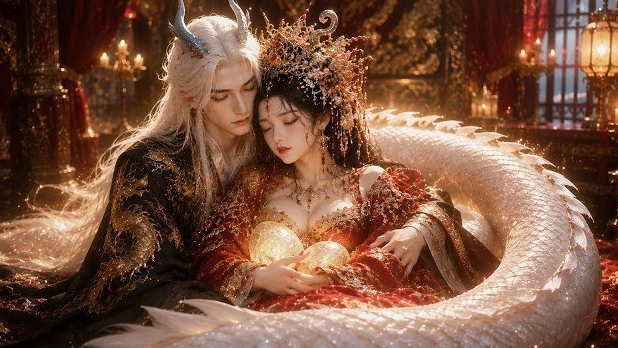Дорама  💗Король драконов мнил себя бесплодным—но белая змея 250кг родила 5 детей и стала женой!