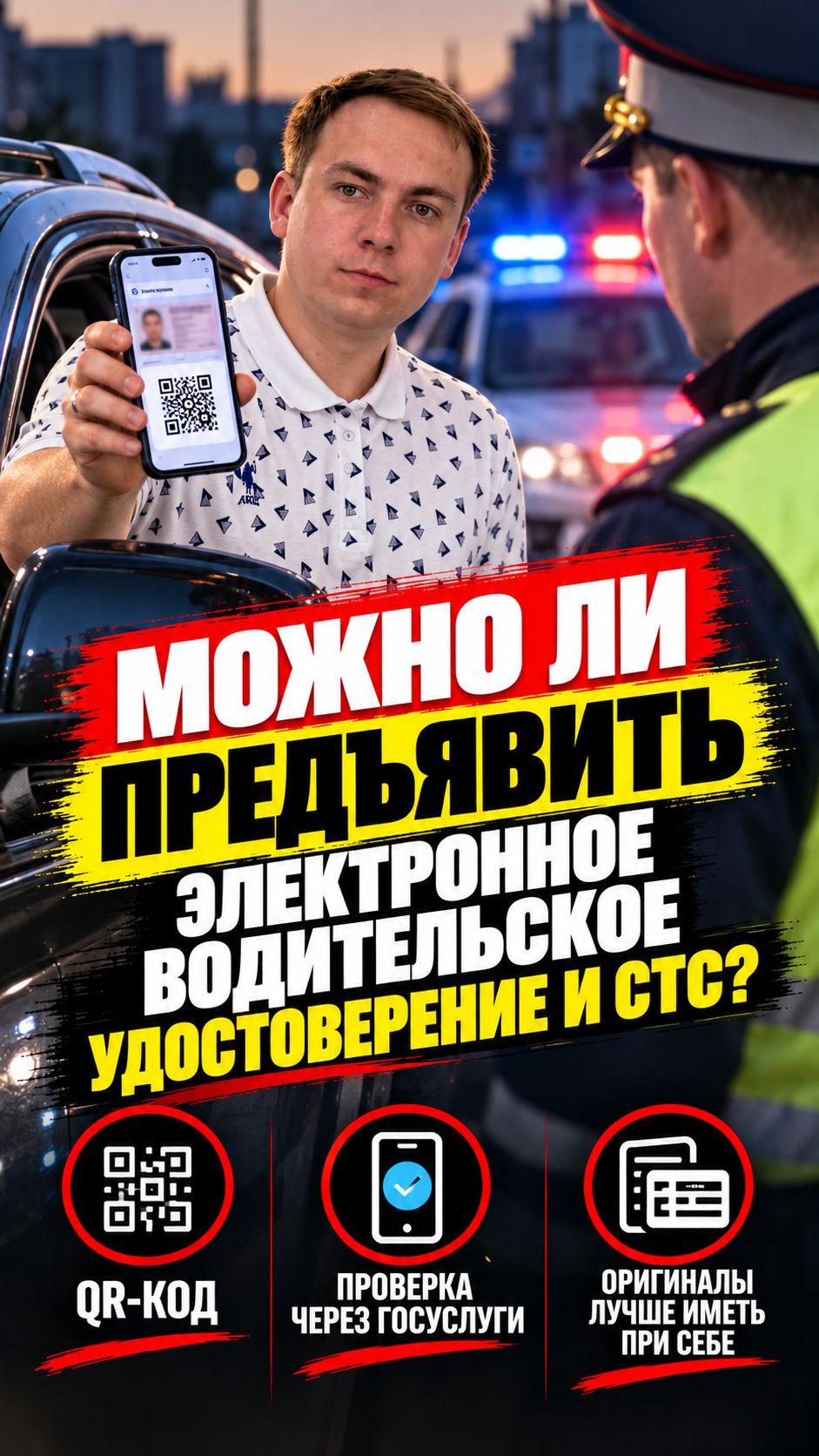 Можно ли предъявить электронное водительское удостоверение и стс