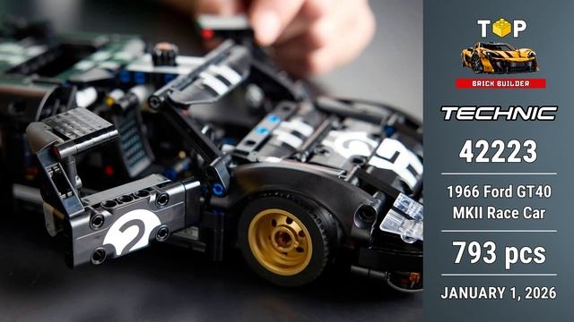 LEGO Technic 2026 январь утечки Подробный обзор и сравнение 1966 Ford GT40 и Bugatti Chiron