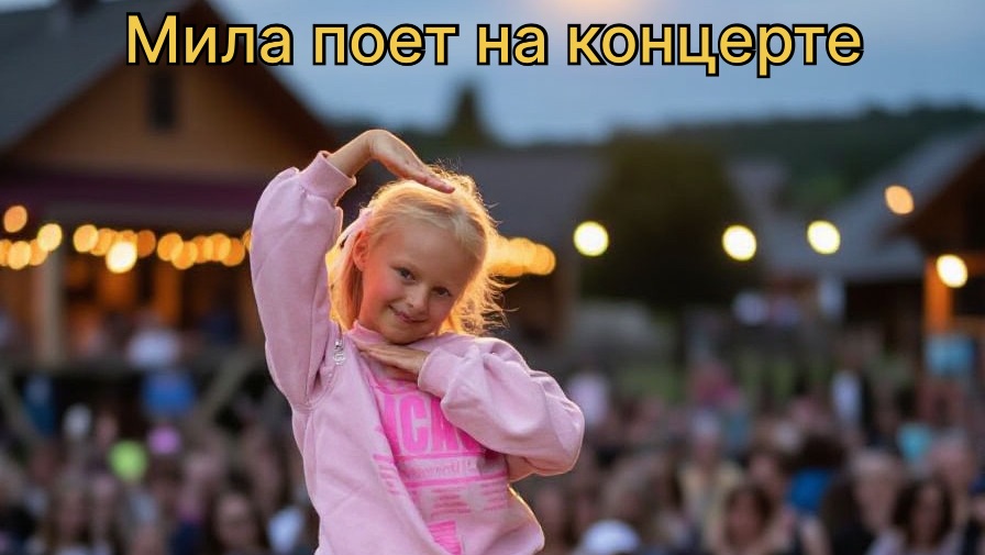 Мила поет на концерте в селе