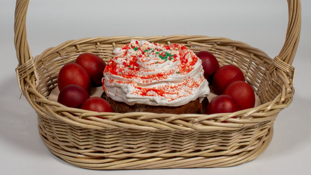 Корзина Пасхальная круглая с вкладышем для кулича и яиц. XBO