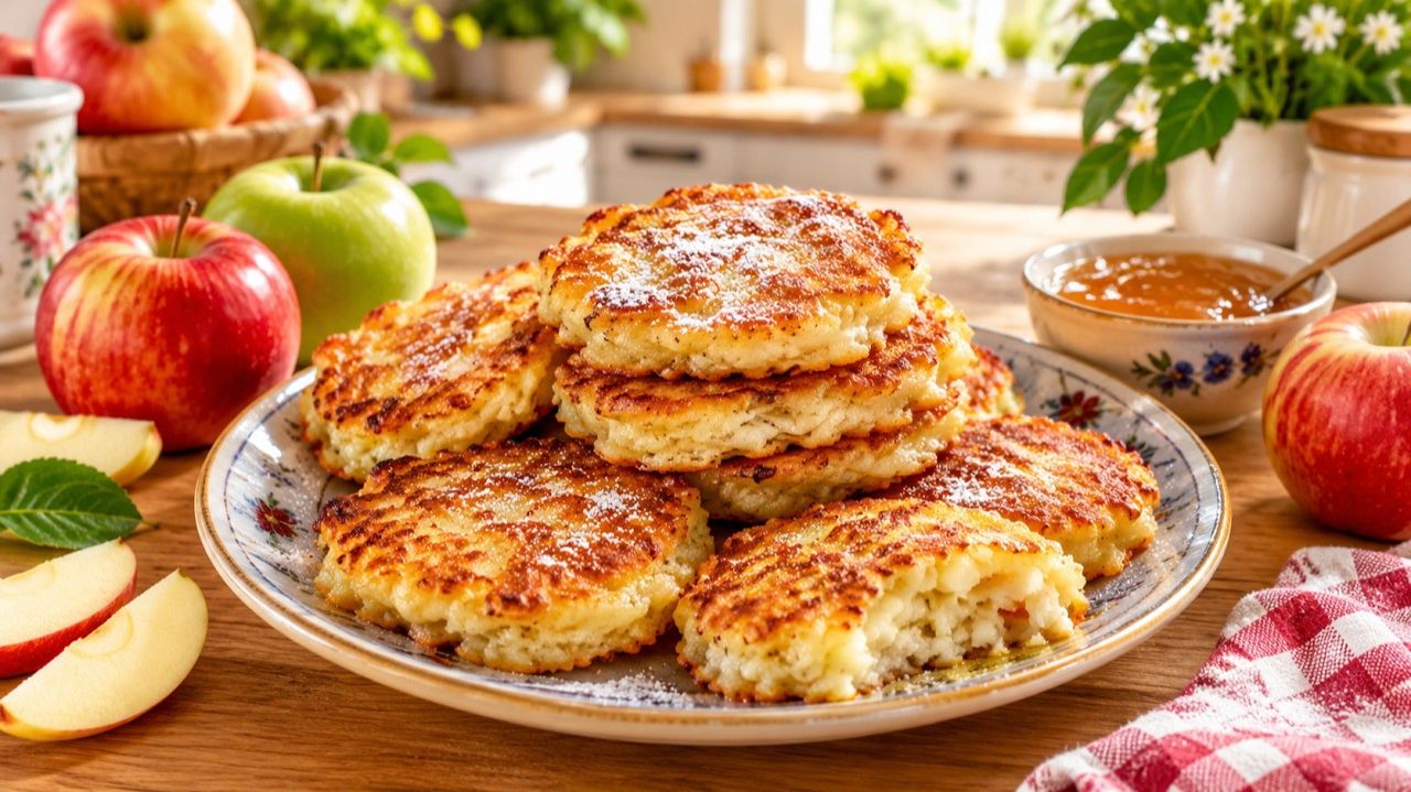 Оладьи из ЯБЛОК 🍎 без яиц и кефира! Всего 2 яблока — а какая вкуснятина получается!
