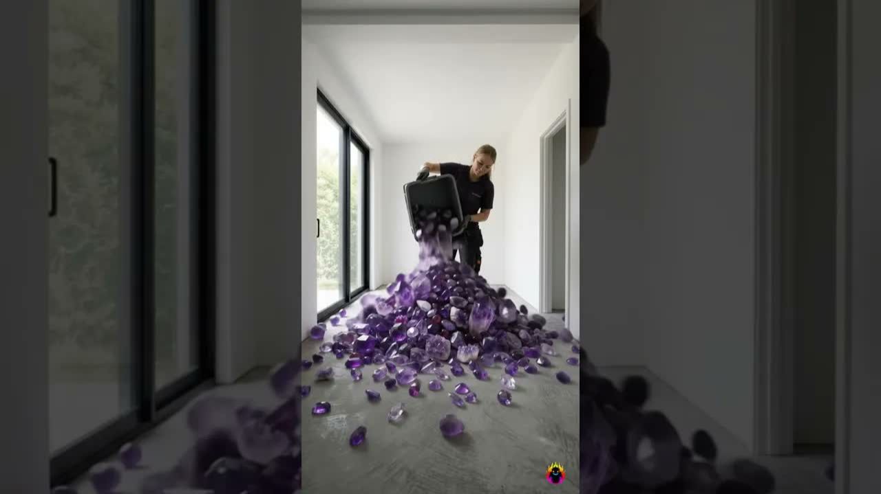 This STUNNING Amethyst Gemstone Epoxy Floor Is PURE LUXURY 💜✨ #epoxy #transformation #purple