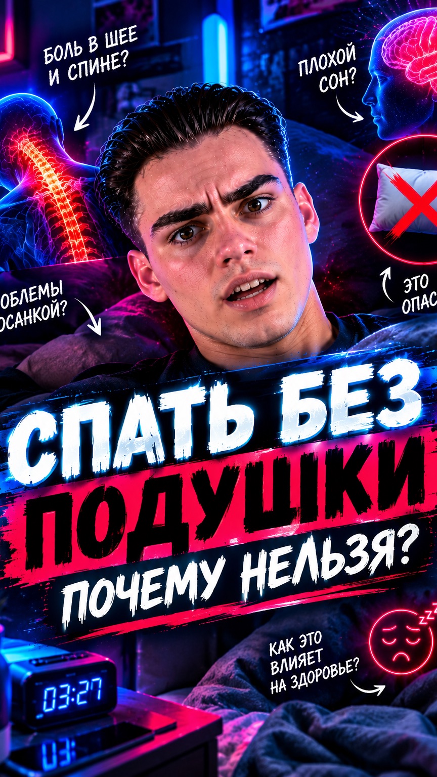 СПАТЬ БЕЗ ПОДУШКИ | ПОЧЕМУ НЕЛЬЗЯ?