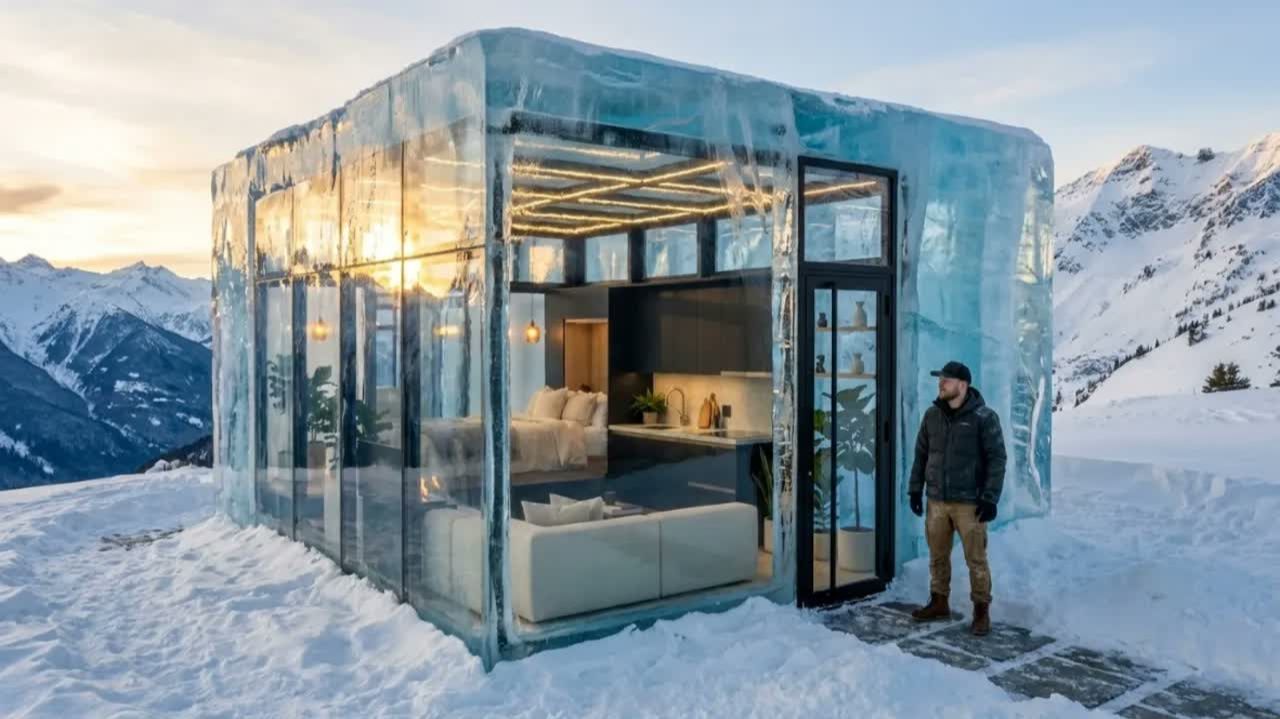 I Built A Luxury House Inside A Giant Ice Cube! 🧊🏠