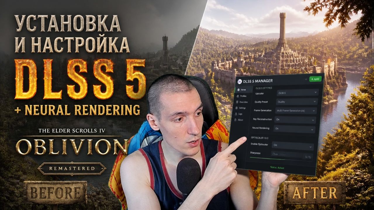 Установка и настройка DLSS 5 + Neural Rendering в The Elder Scrolls IV: Oblivion Remastered