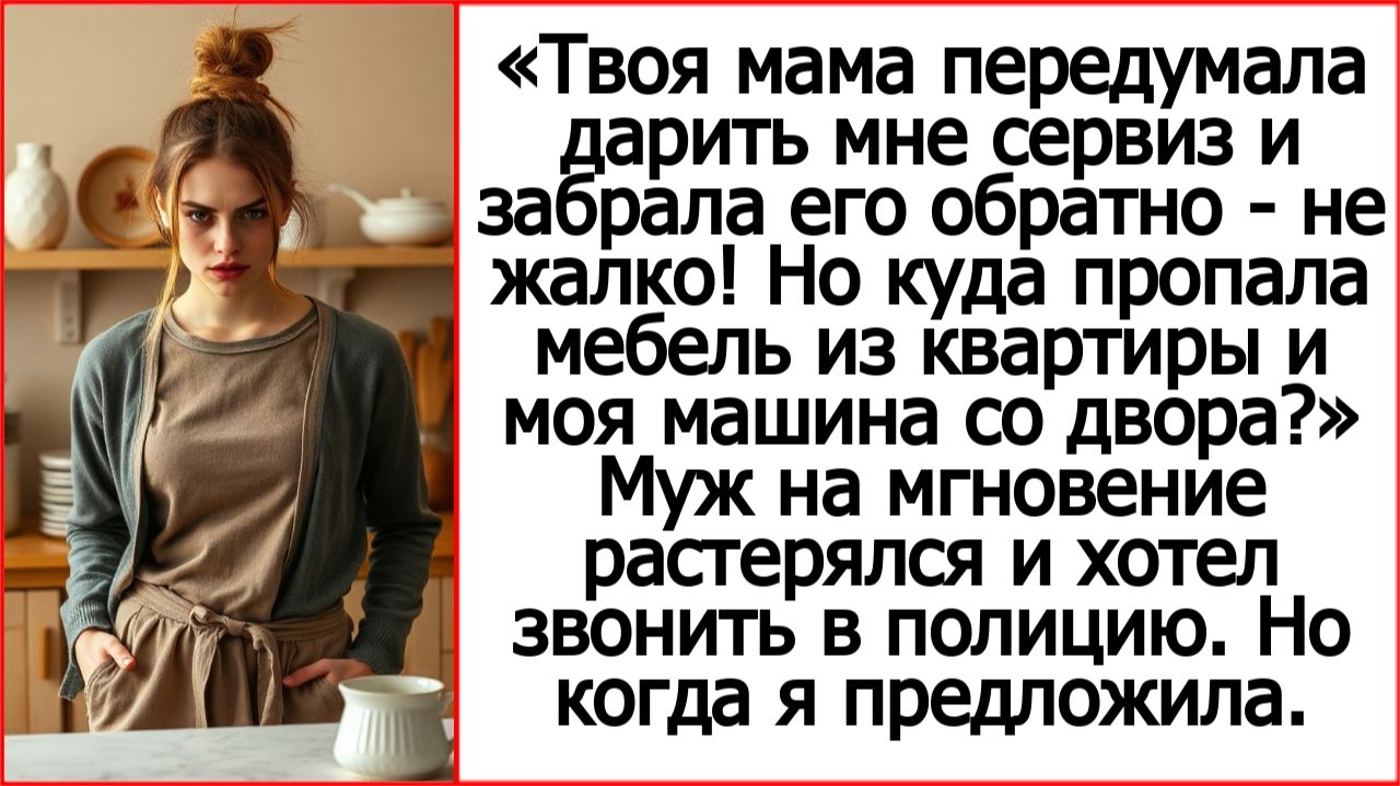 Твоя мама забрала подаренный сервиз — ладно. Но куда делась мебель и моя машина со двора?