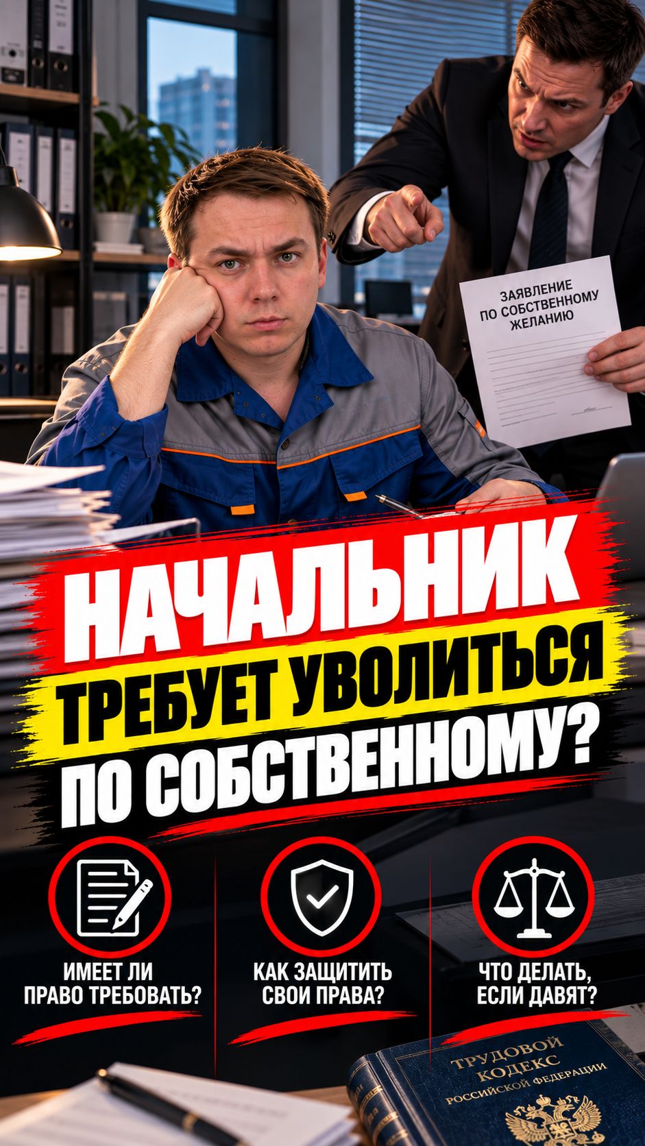 Начальник требует уволиться по собственному