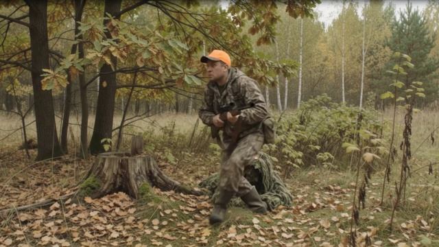 Смешное видео, случай на охоте, часть 1, смех, юмор, охота, маскировка