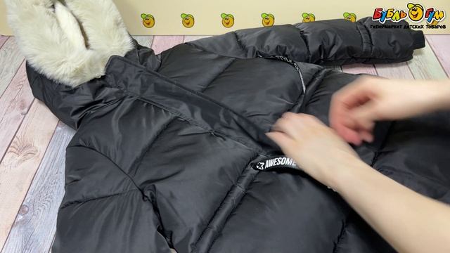 348821 Куртка Lanson Kids зимняя теплая непромокаемая на молнии с заклепками черная