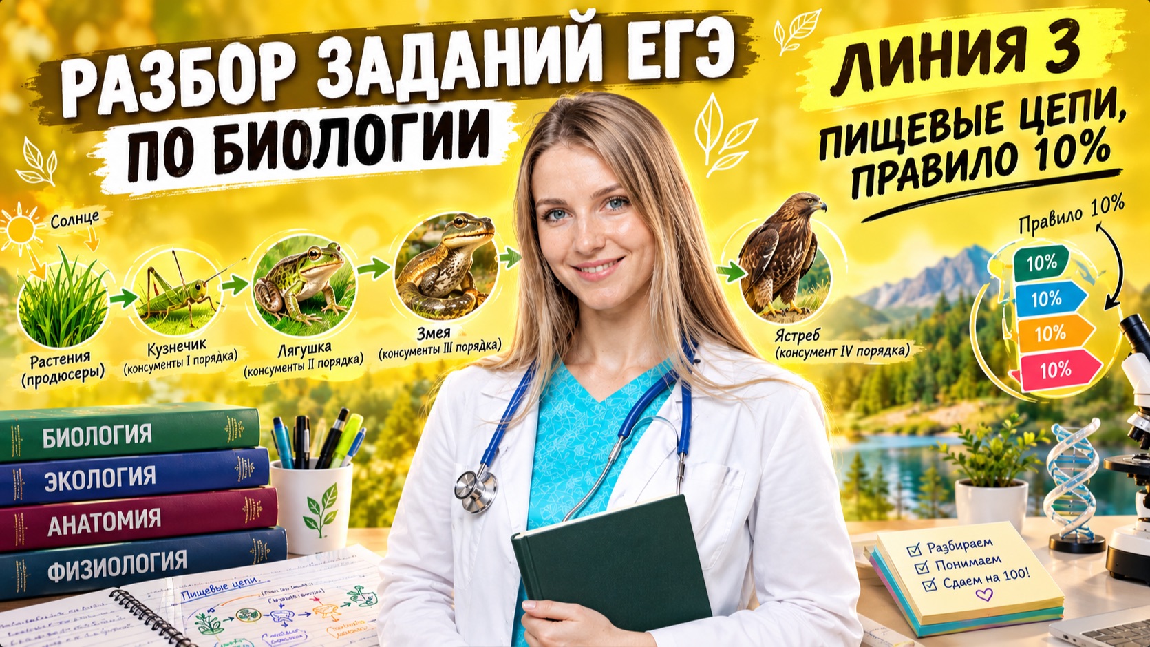 Разбор задания ЕГЭ БИОЛОГИЯ ЛИНИЯ 3 пищевые цепи
