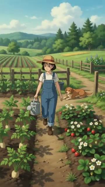A Cozy Farm Morning 🌅☕  Watering Crops #shortvideo #cozyhaven #shorts #asmr